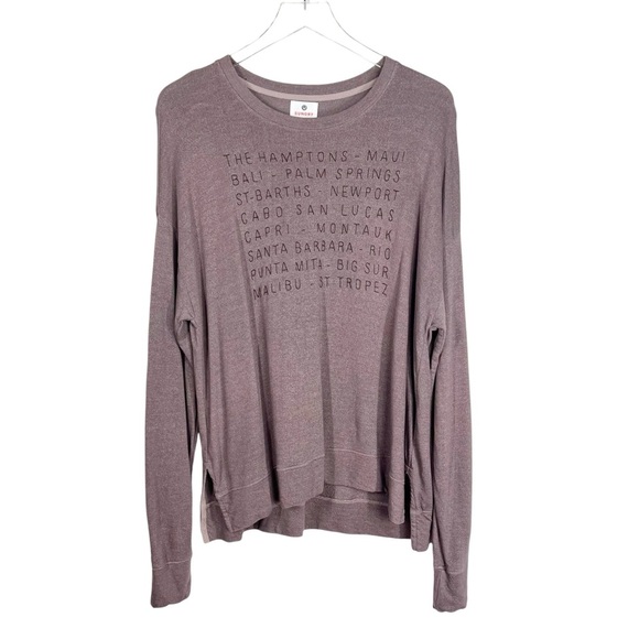 SUNDRY Destinations Crewneck Long sleeve Shirt Stretch Knit Mauve 3/large - Picture 1 of 8